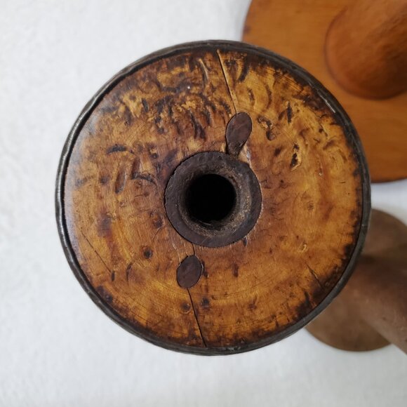 Vintage Wooden Textile Spools Primitive Home Decor Set of 3 Huge Medium Small - Picture 11 of 11